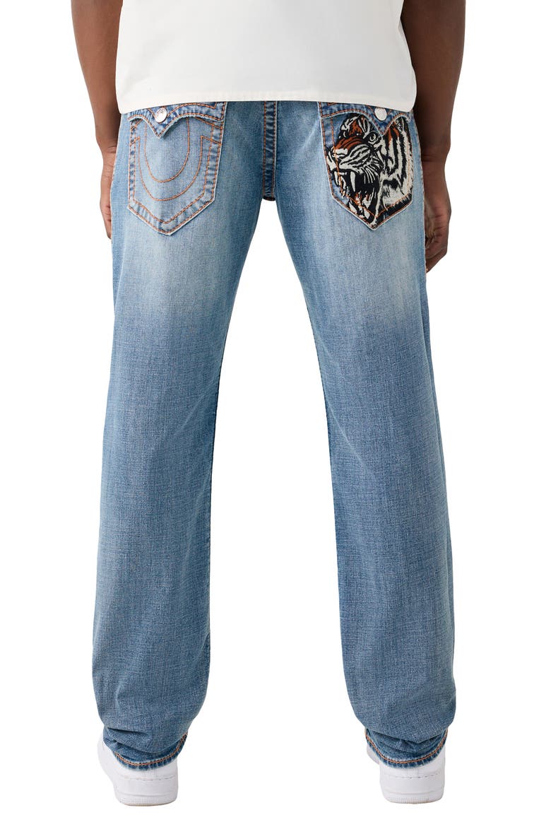 Ricky Tiger Embroidered Big T Flap Straight Jeans, Alternate, color, GOLD ARCADE MEDIUM WASH