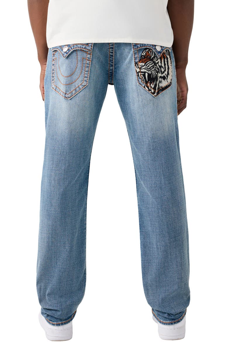 True Religion Ricky Tiger Embroidered Big T Flap Straight Jeans, Alternate, color, 