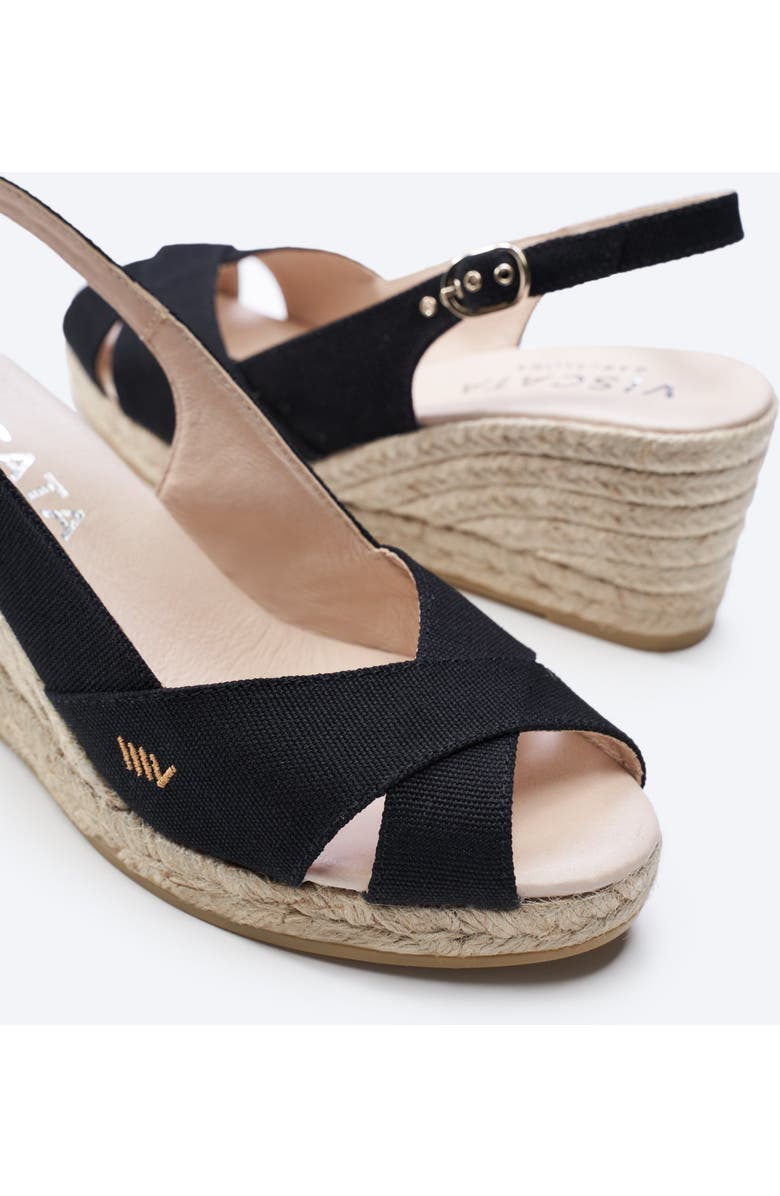 VISCATA Llansa Canvas Espadrille Sandal Wedges, Alternate, color, Black
