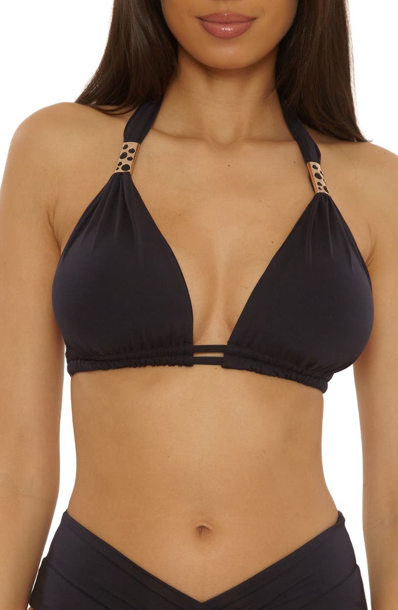 Becca Color Code Triangle Bikini Top, Main, color, Black