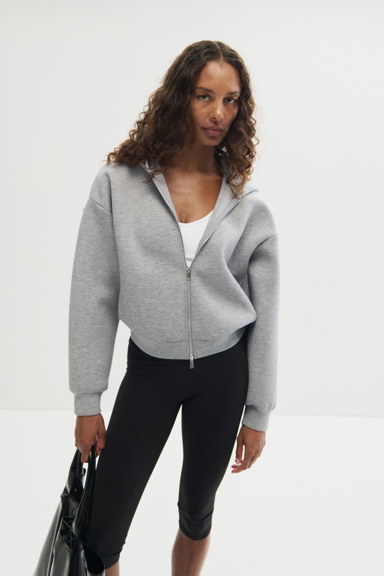 Activewear Scuba Hooded Jacket, Alternate, color, Light gray