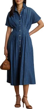 Lauren Ralph Lauren Pleat Denim Shirtdress