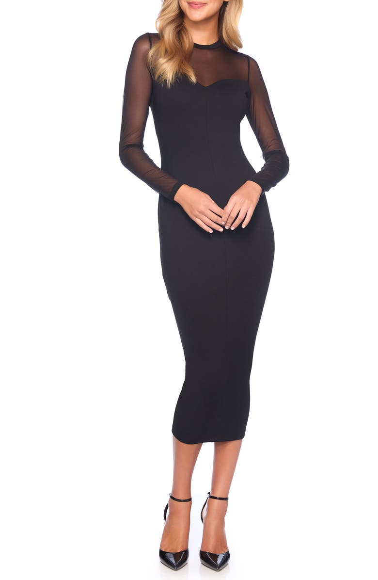 Susana Monaco Long Sleeve Body-Con Midi Dress, Main, color, 