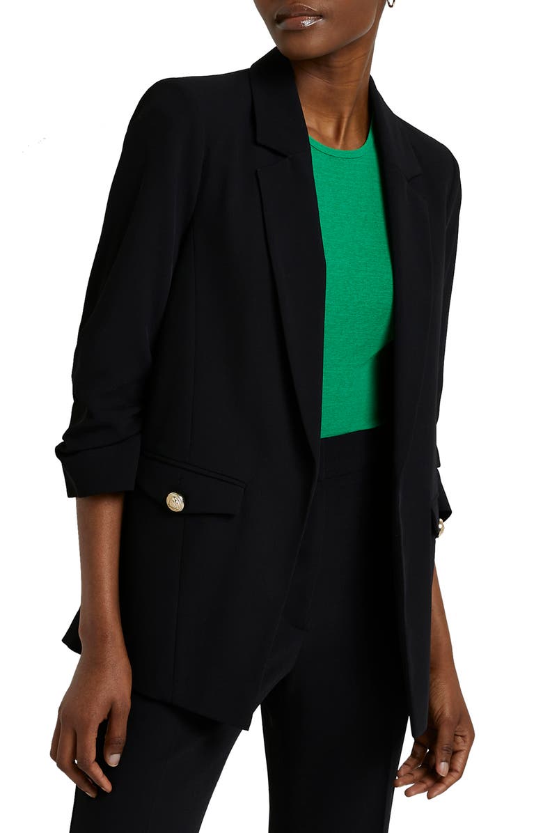 River Island Ruched Sleeve Blazer, Main, color, 