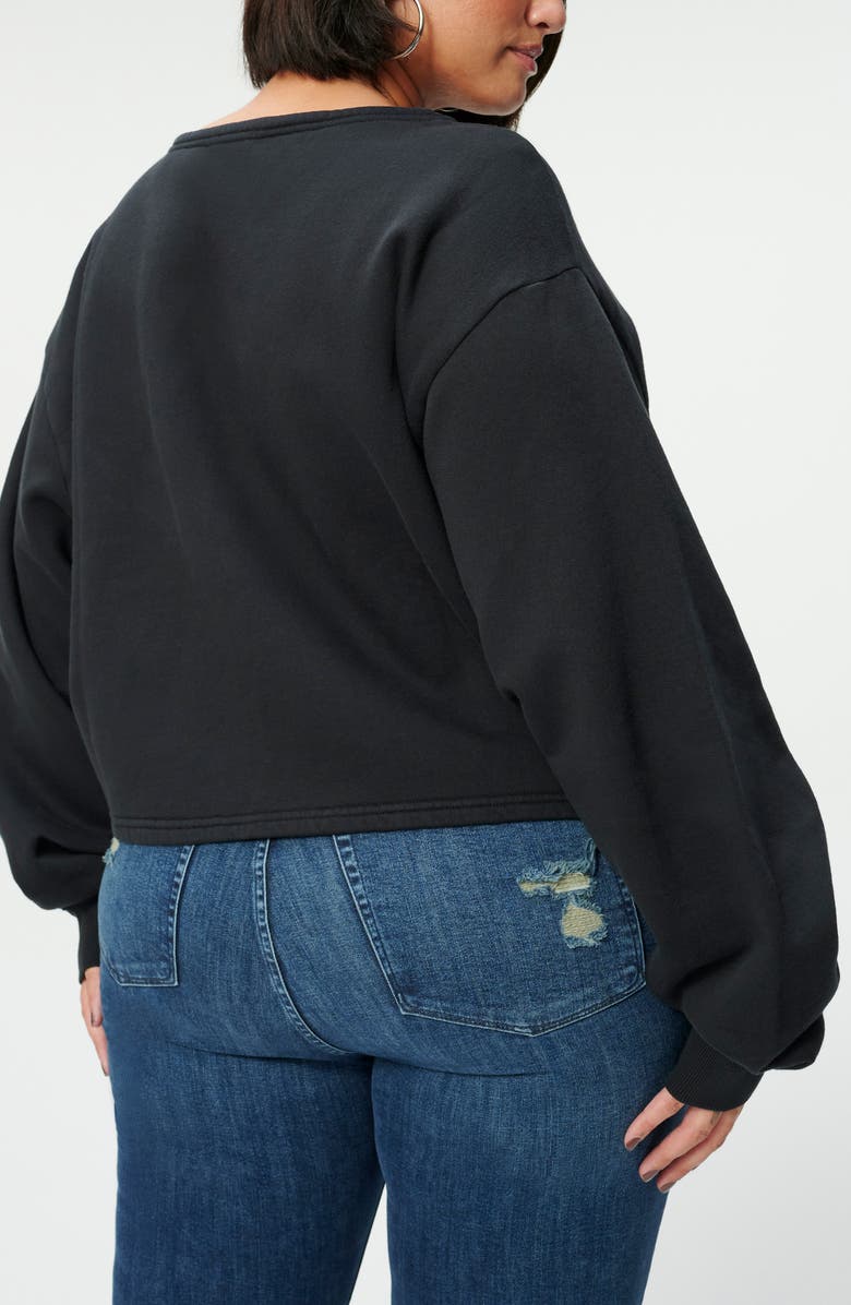 Good American Collarless Half Zip Sweatshirt, Alternate, color,