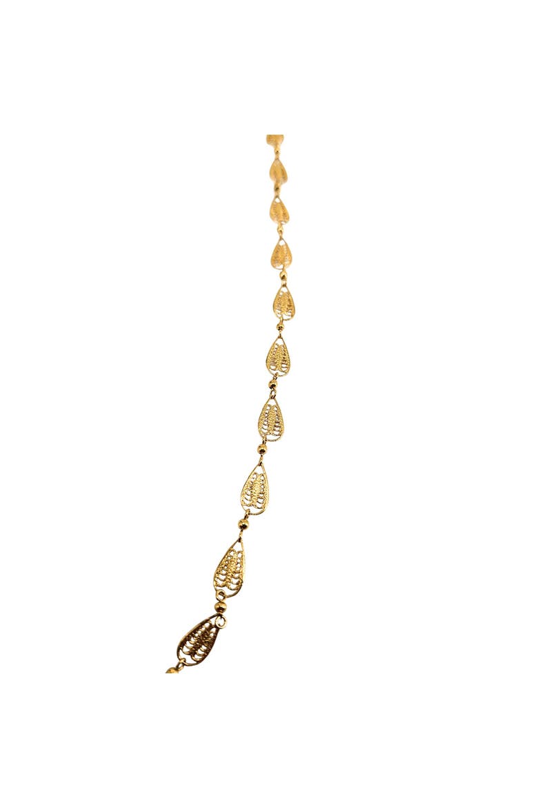 Vintage 1960s Goldtone Filigree Leaf link Necklace, Alternate, color, Gold
