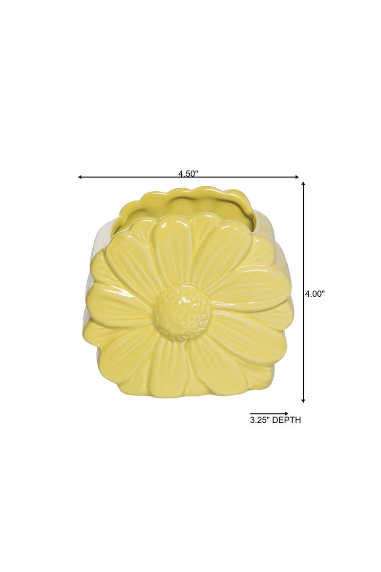 Dolomite Daisy Holder Storage Jar Yellow for Spring Tabletop Decor, Alternate, color, Yellow