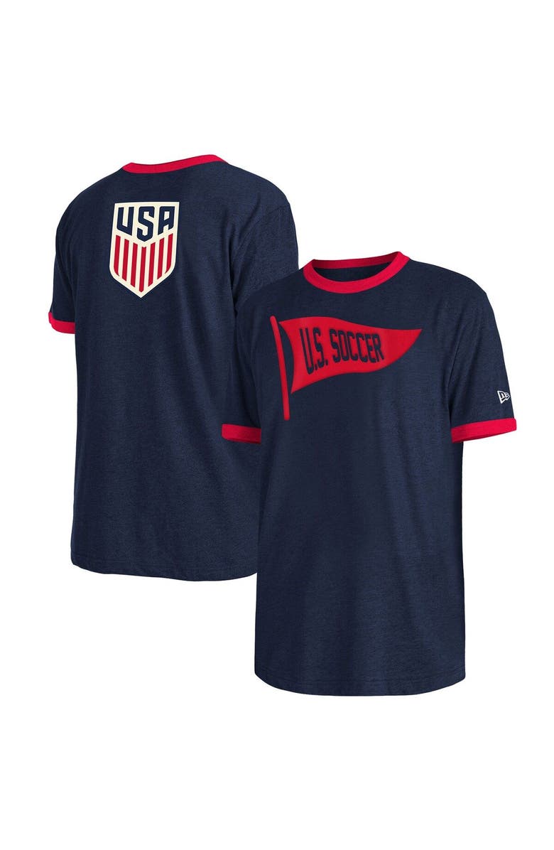 New Era Men's New Era Navy USMNT Throwback Ringer T-Shirt, Main, color, 
