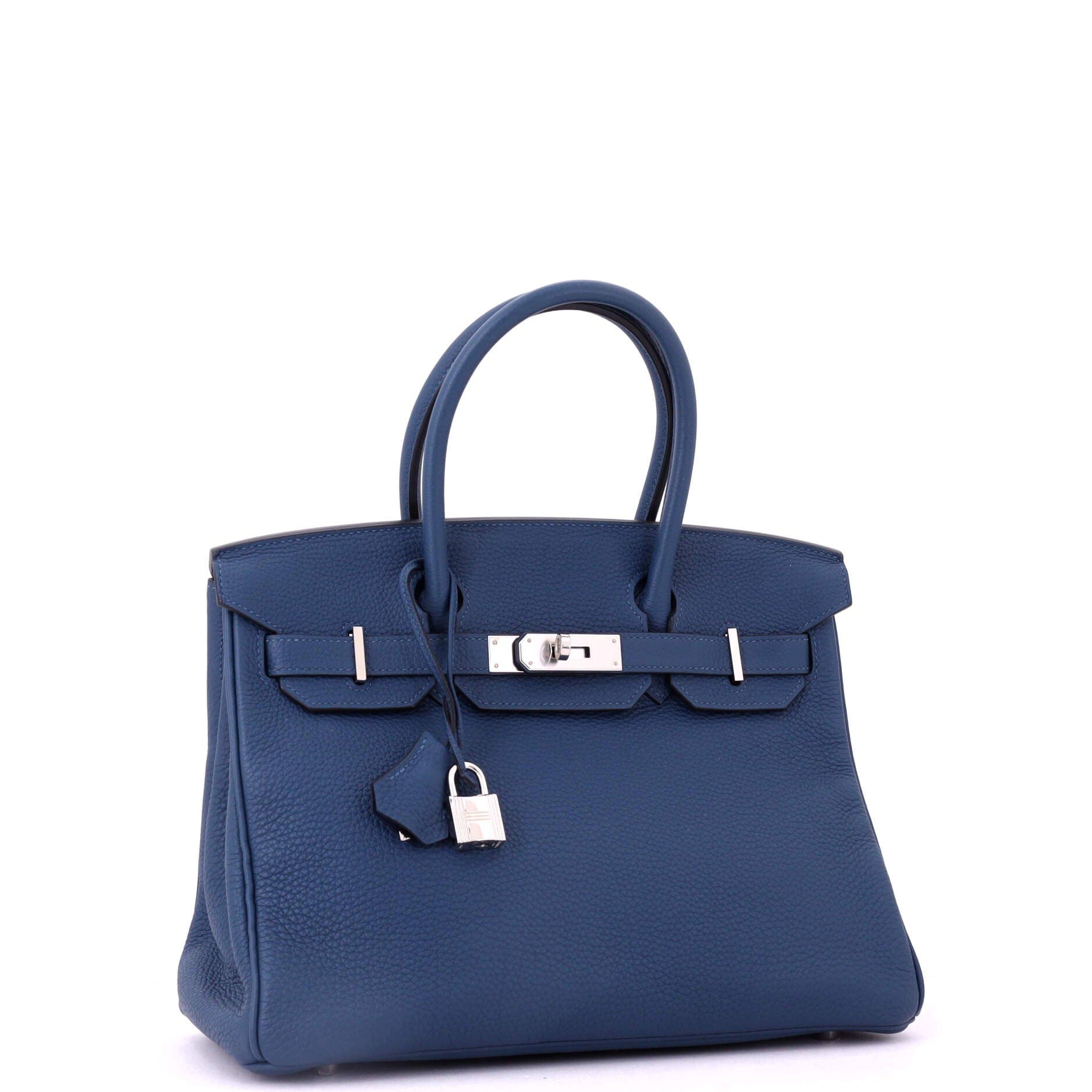 Pre-Owned Hermes Birkin Handbag Blue Togo with Palladium Hardware 30, Alternate, color, 