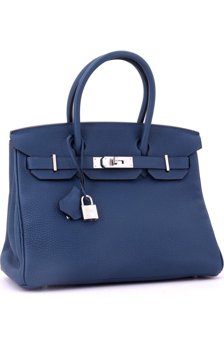 Pre-Owned Hermes Birkin Handbag Blue Togo with Palladium Hardware 30, Alternate, color,