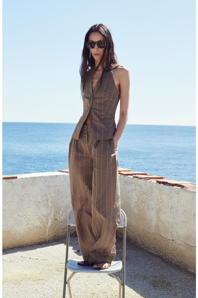 Stripe Halter Vest, Alternate, color, BROWN