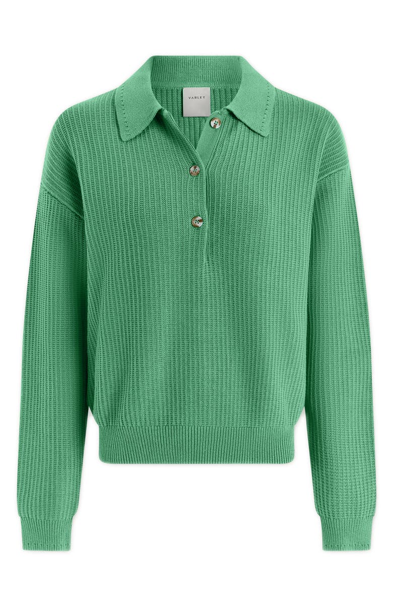 Varley Marlie Half Placket Knit Polo Sweater, Alternate, color, Green Spruce