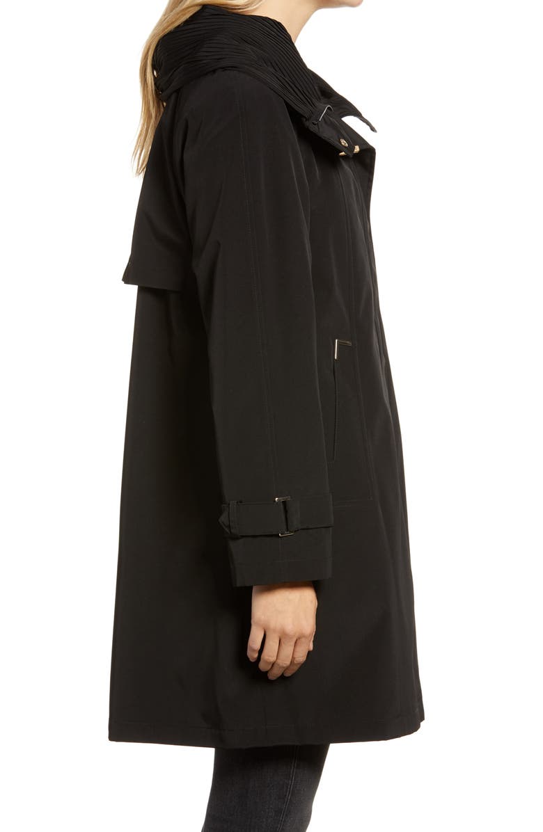 Gallery Pleated Collar Raincoat with Liner, Alternate, color,