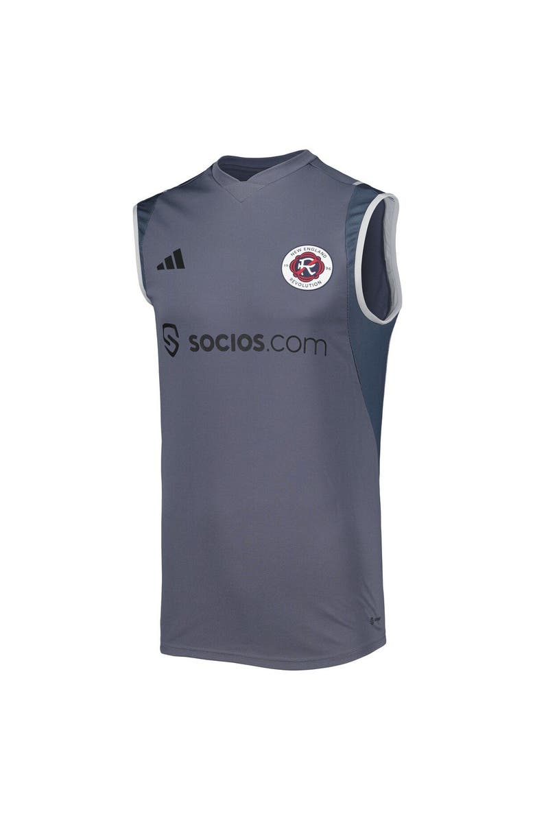 adidas Men's adidas Gray New England Revolution 2023 On-Field Sleeveless Training Jersey, Alternate, color, 