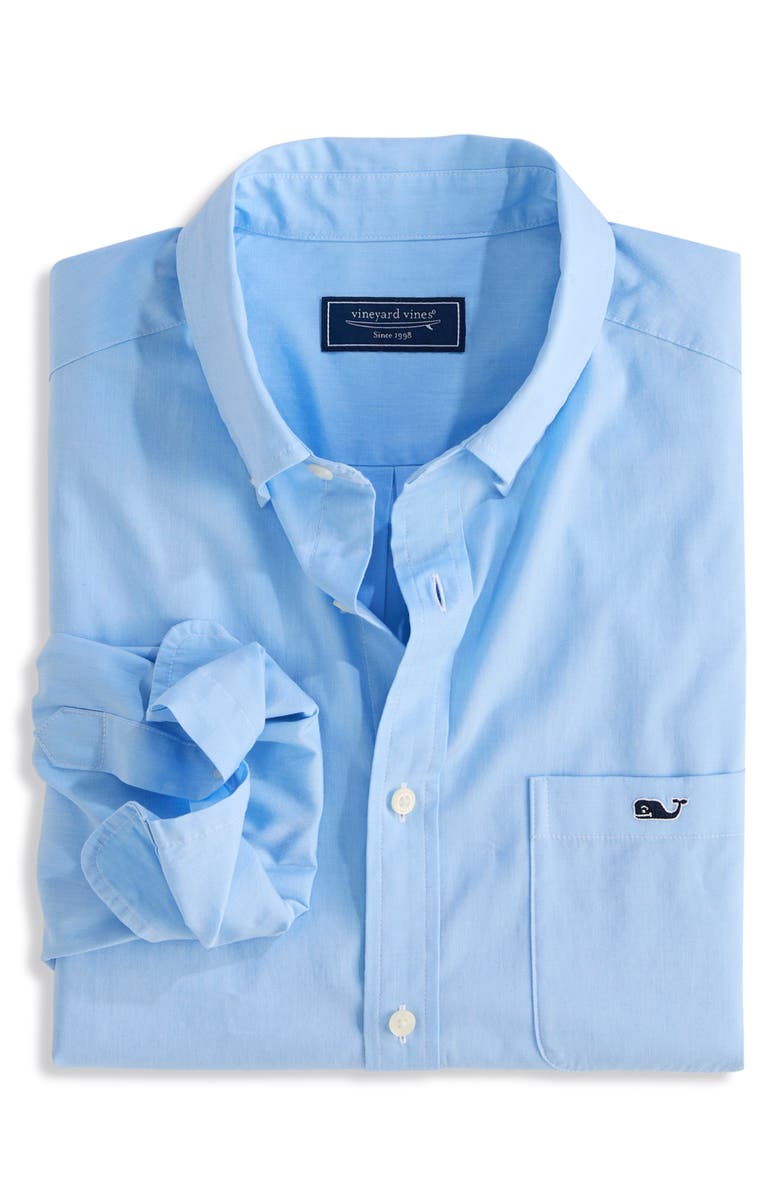 vineyard vines Shoreline Classic Fit Solid Stretch Cotton Button-Down Shirt, Alternate, color, Jake Blue