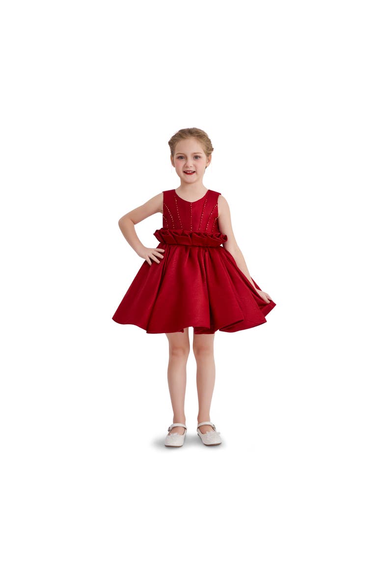 Harmony Ruffle Waist Formal Dress, Alternate, color, Red