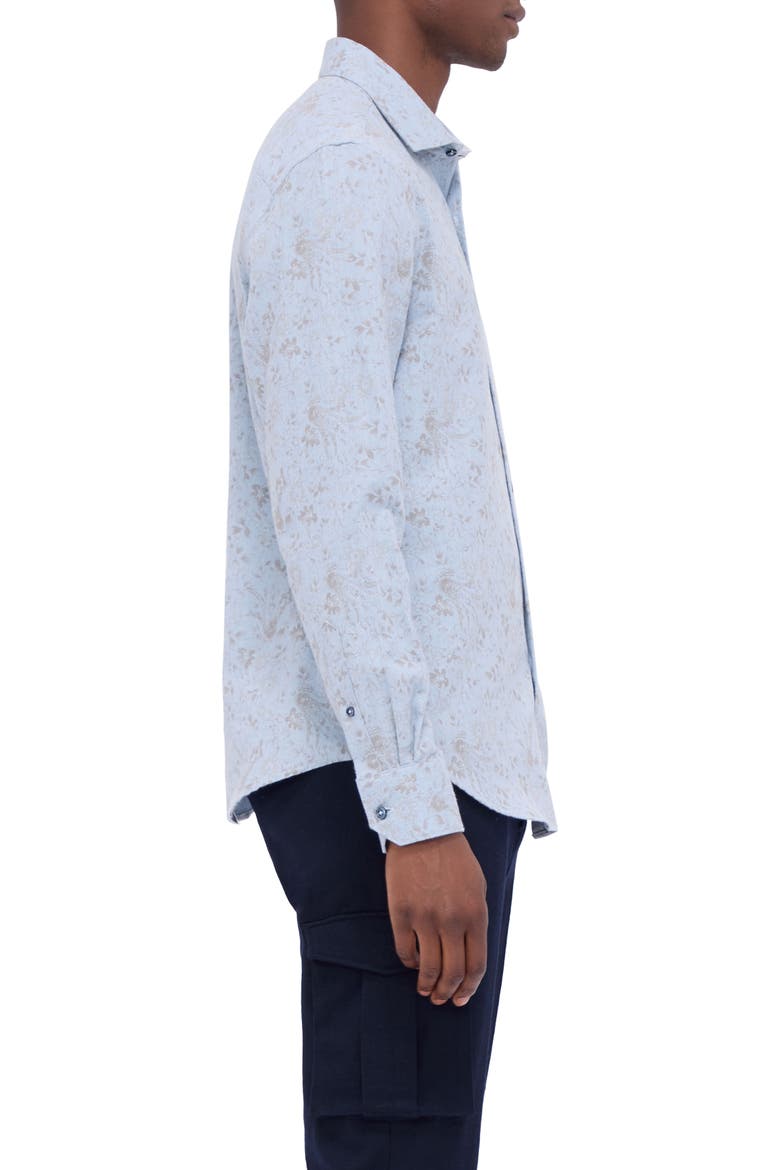 Axel Shaped Fit Abstract Floral Print Button-Up Shirt, Alternate, color, DUSTY BLUE