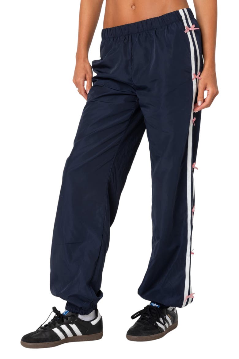 Bow Stripe Track Pants, Main, color, NAVY
