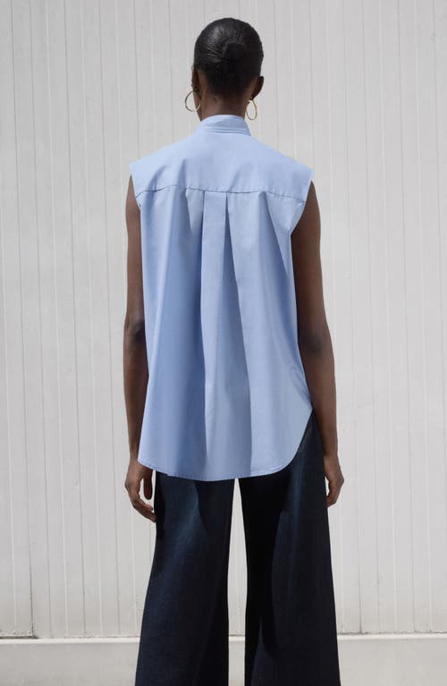 Mango Tie Neck Top In Blue