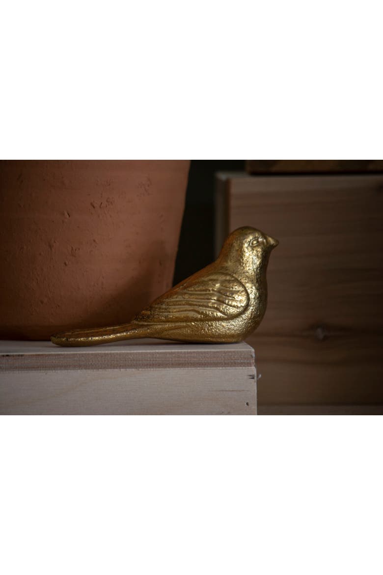 3.15" x 5.91 Moira Metallic Gold Cast Iron Bird Decorative Animal Tabletop Figurine, Alternate, color, Gold