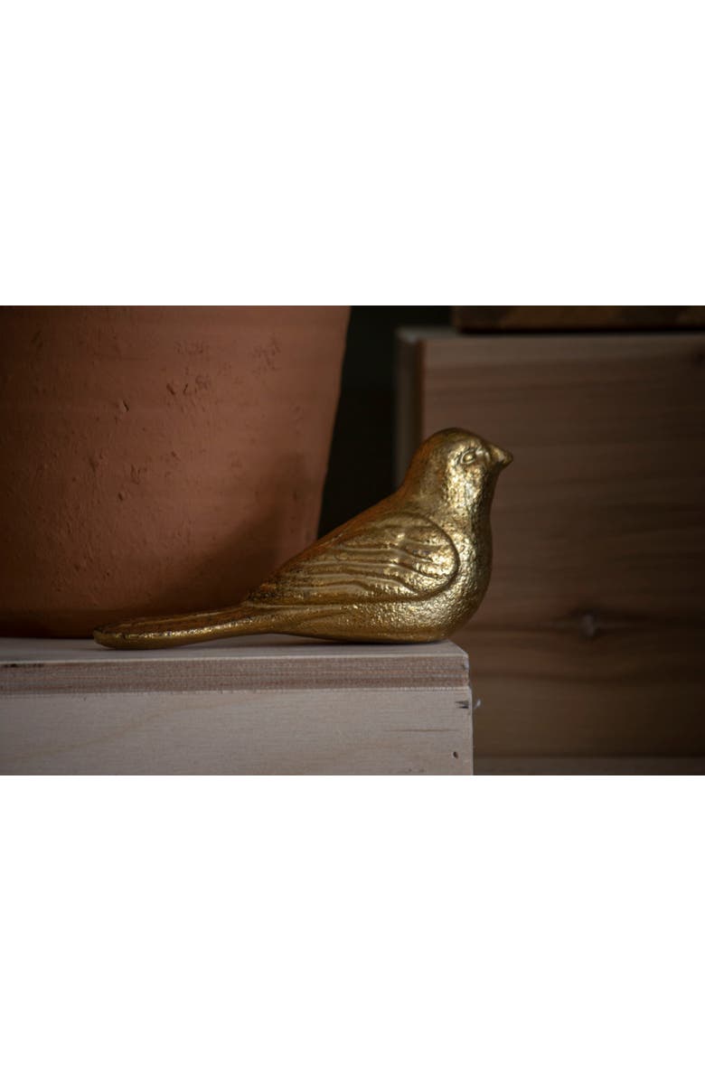 Foreside Home and Garden 3.15" x 5.91 Moira Metallic Gold Cast Iron Bird Decorative Animal Tabletop Figurine, Alternate, color, Gold