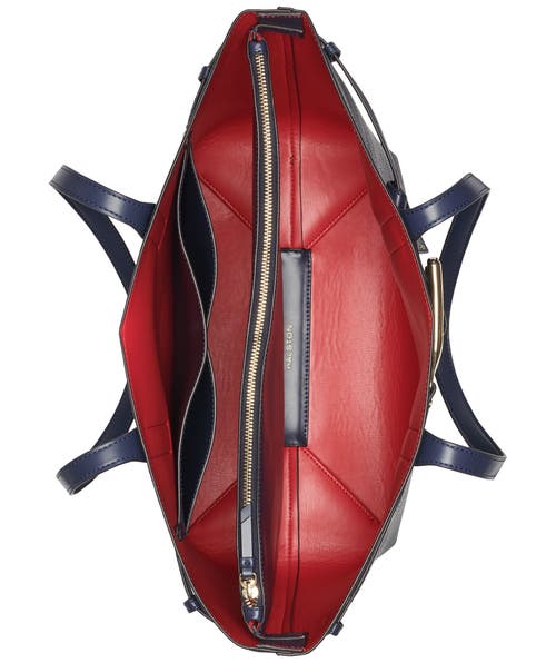 Shop Halston Tasha Tote Bag In Marine/ Red