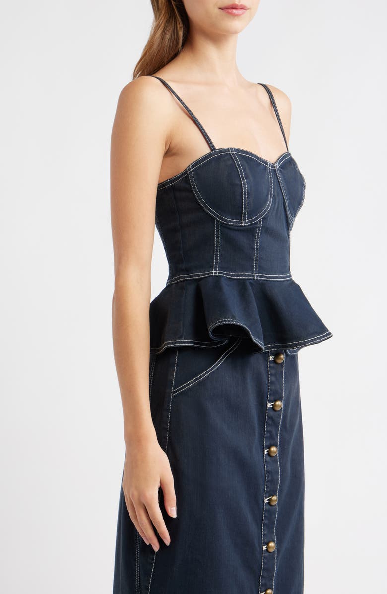 LOVE THE LABEL Tabitha Peplum Denim Top, Alternate, color, Pagent Blue