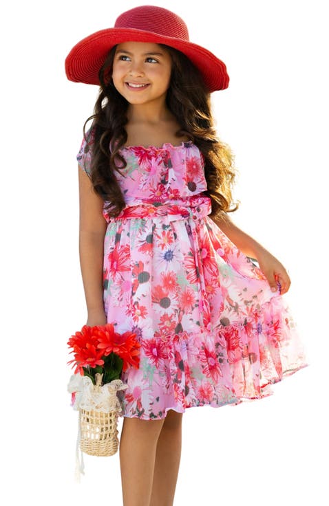 Girls Seaside Petals Ruffle Midi Dress (Toddler, Little Kid & Big Kid)