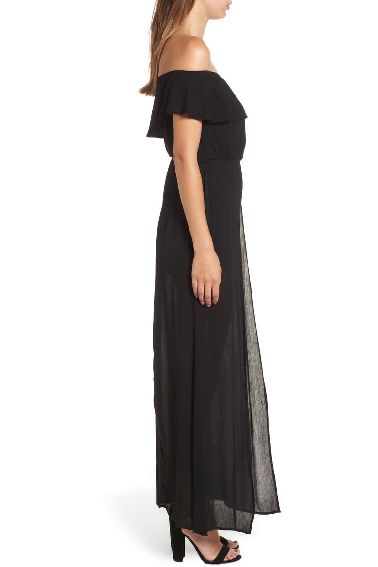 Gauze Maxi Romper, Alternate, color, BLACK
