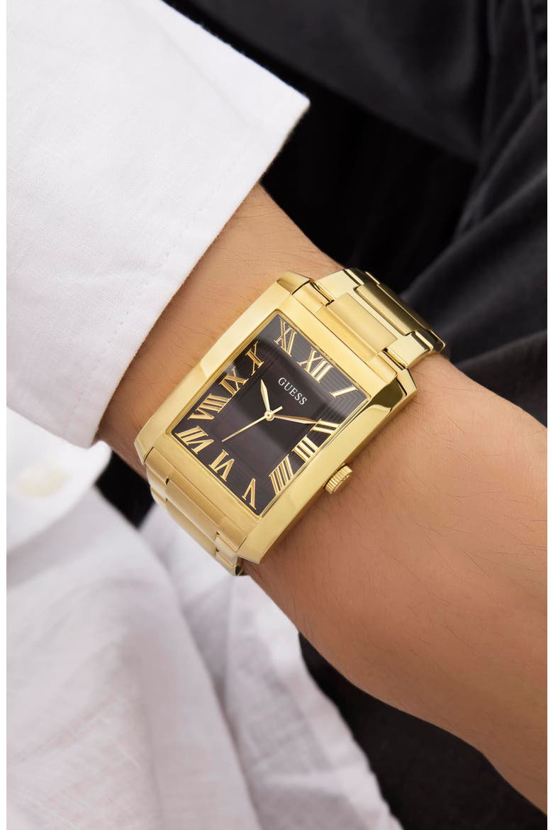 Clyde Goldtone Bracelet Tank Watch, 34mm, Alternate, color, GOLD