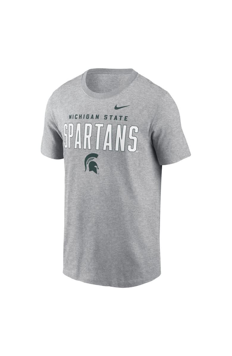 Nike Men's Nike Heather Gray Michigan State Spartans Campus 2-Hit Primary Mascot T-Shirt, Alternate, color, Heather Gray