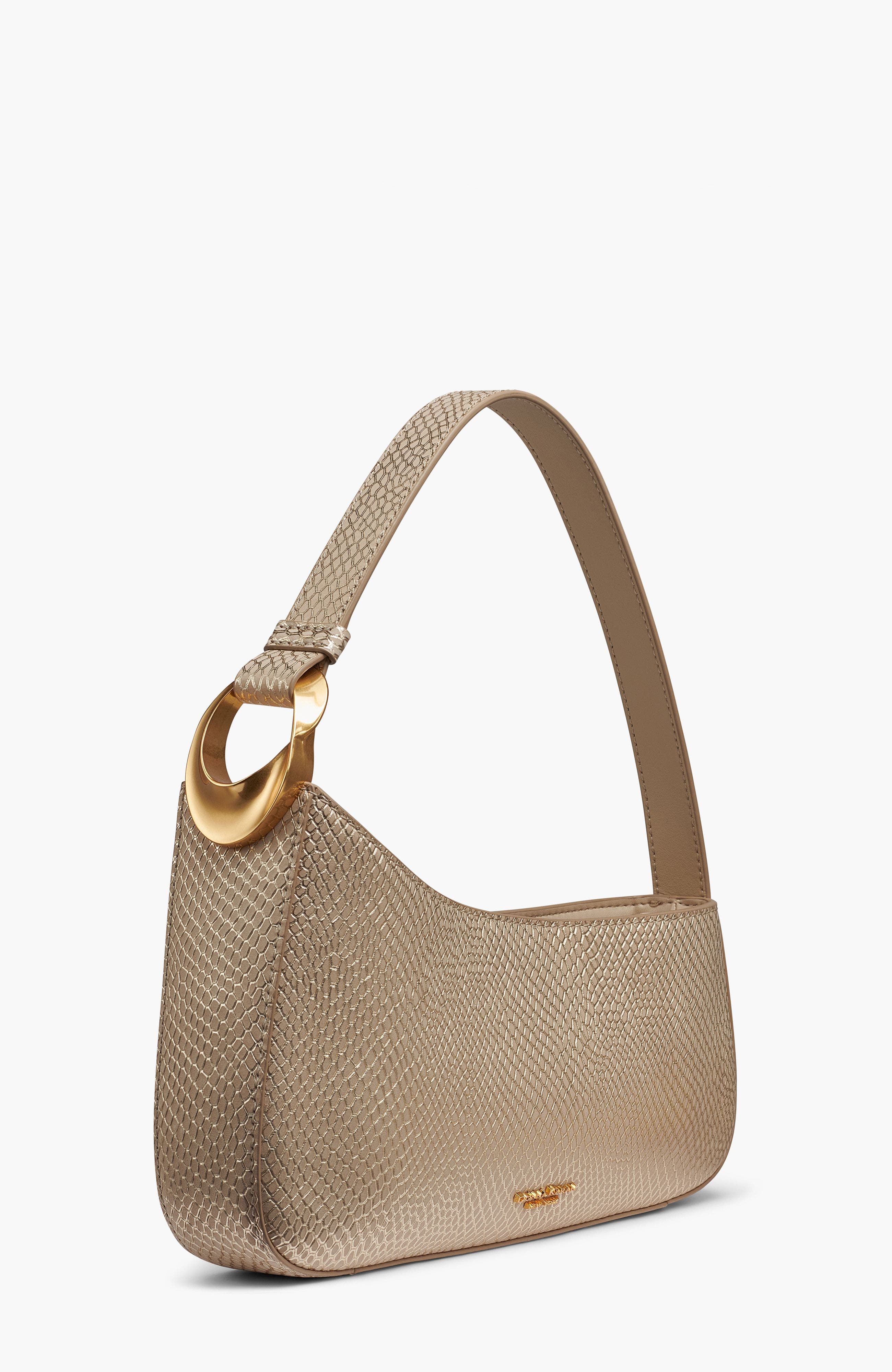 Donna Karan New York Jersey Snake Shoulder, Alternate, color, Metallic Bone