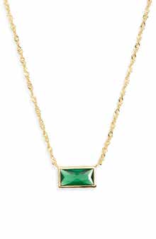 ARGENTO VIVO Baguette Green Crystal Pendant Necklace