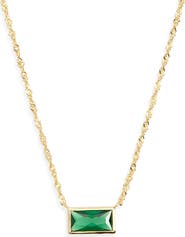 ARGENTO VIVO Baguette Green Crystal Pendant Necklace