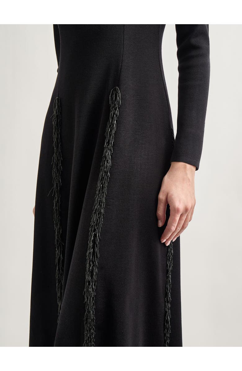 Misook Modern Fit-and-Flare Sequin Princess Seam Knit Maxi Dress, Alternate, color, Black