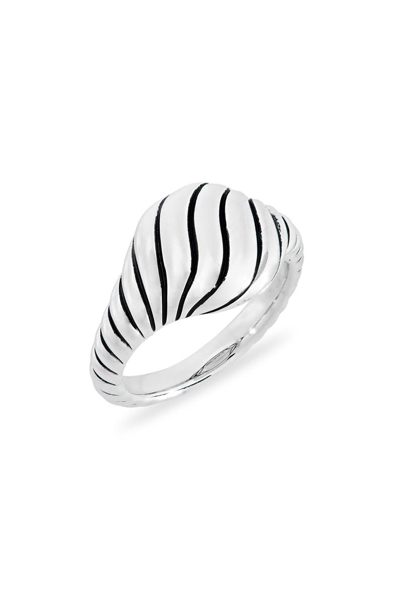 Sculpted Cable Pinky Ring in Sterling Silver, 10mm, Main, color, STERLING SILVER