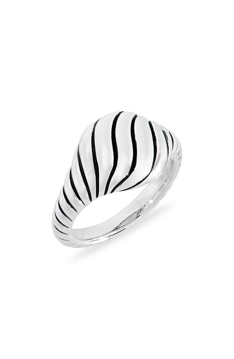 Sculpted Cable Pinky Ring in Sterling Silver, 10mm
