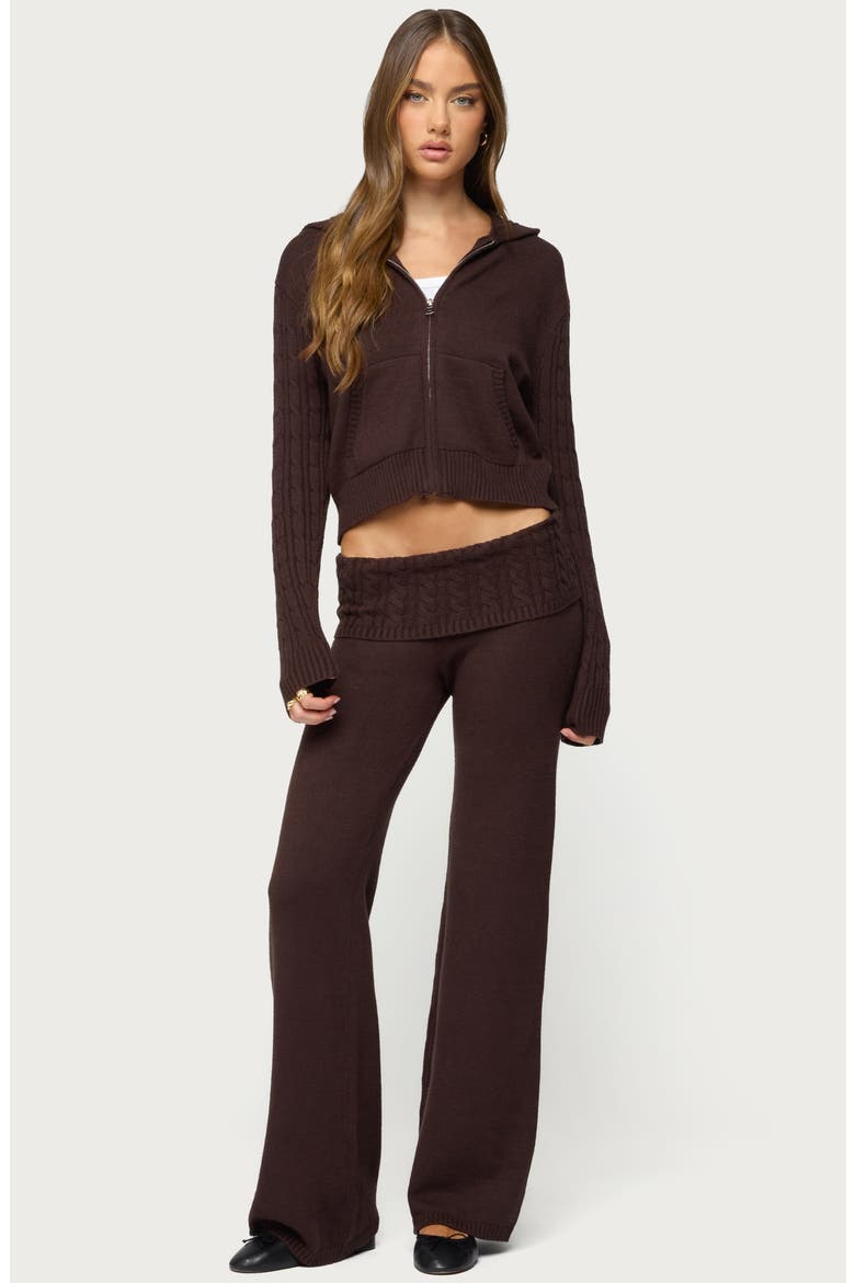 Lula Cable Stitch Waistband Flare Pants, Alternate, color, BROWN