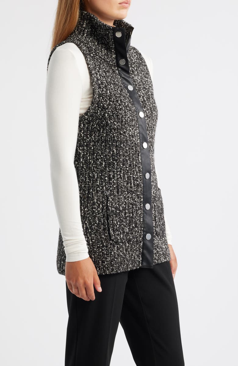 Anne Klein Cotton Blend Sweater Vest, Alternate, color, Anne Black/ White Dove