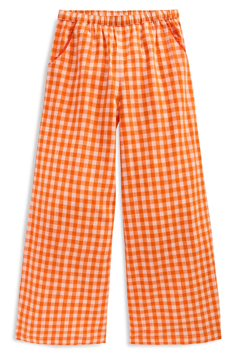 Kids' Gingham Cotton Pants, Main, color, ORANGE AND IVORY GINGHAM