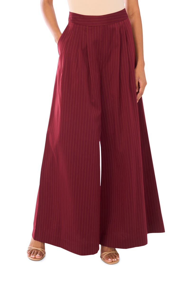 Parker Pinstripe Wide Leg Pants, Main, color, Zinfandel