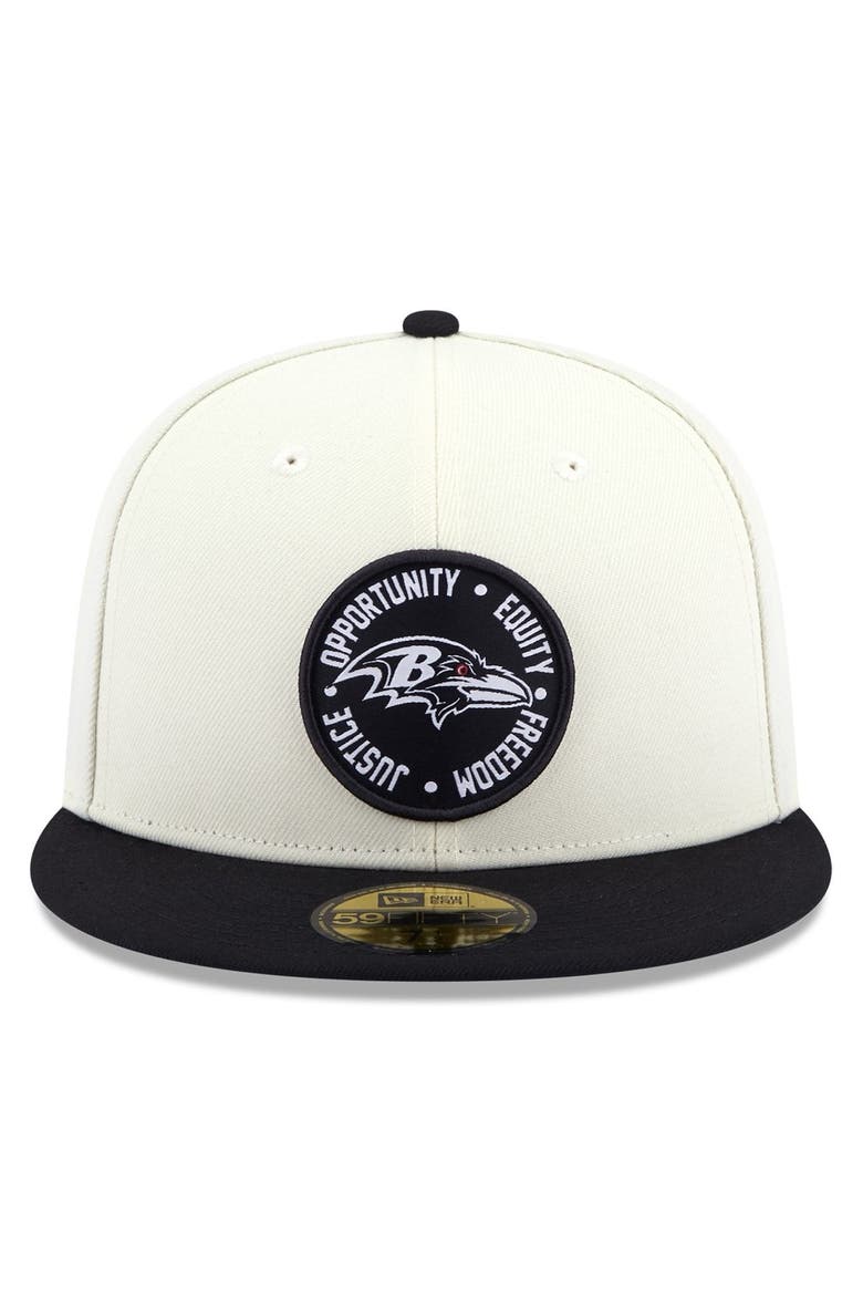 Men's New Era Cream/Black Baltimore Ravens 2022 Inspire Change  59FIFTY Fitted Hat, Alternate, color, Cream