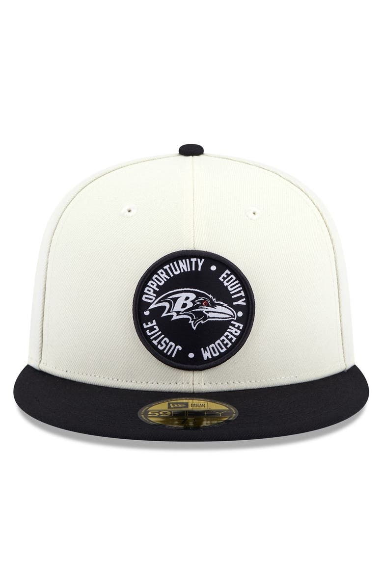 New Era Men's New Era Cream/Black Baltimore Ravens 2022 Inspire Change  59FIFTY Fitted Hat, Alternate, color, 
