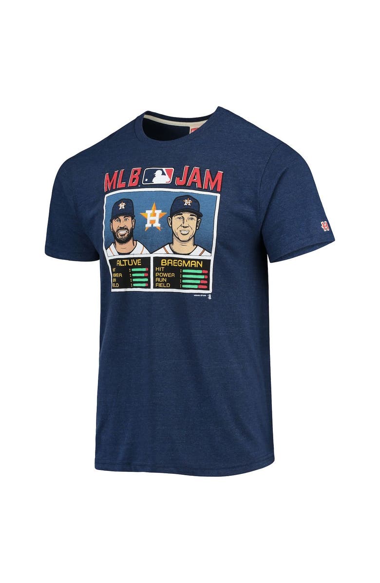 Homage Men's Homage Jose Altuve & Alex Bregman Heathered Navy Houston Astros MLB Jam Player Tri-Blend T-Shirt, Alternate, color, 