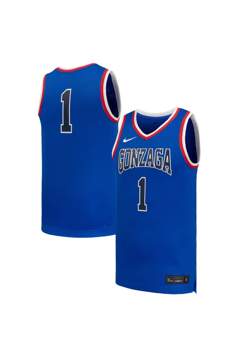 Men's Nike #1 Royal Gonzaga Bulldogs Replica Basketball Jersey, Main, color, Royal