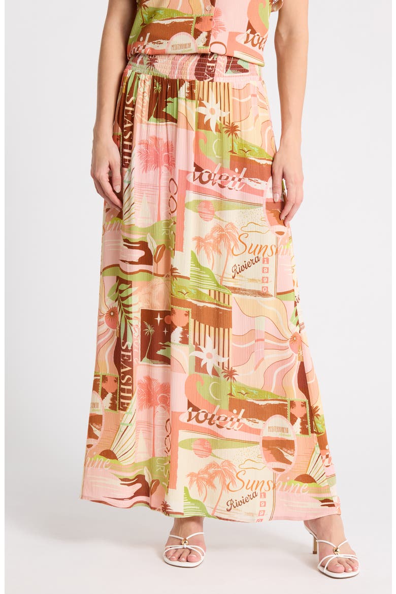 Printed A-Line Skirt, Main, color, CLAY