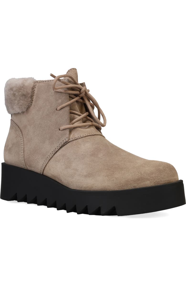 Eileen Fisher Kenille Genuine Shearling Trim Wedge Bootie, Main, color, Marble