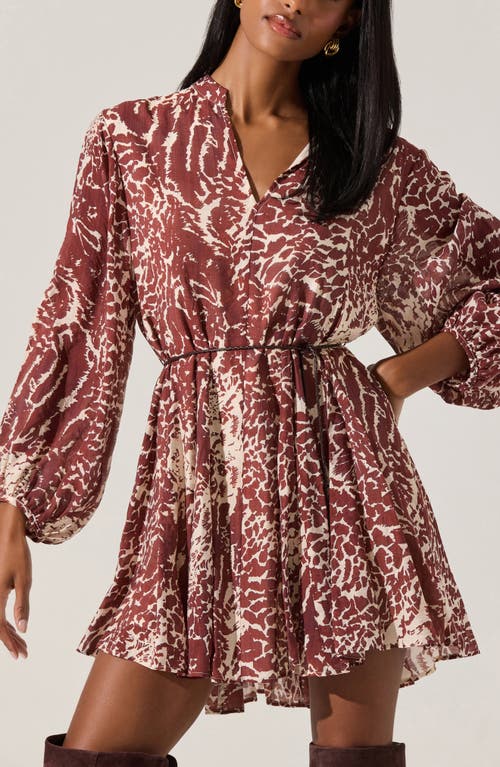 Astr The Label Marisela Long Sleeve Minidress In Burgundy