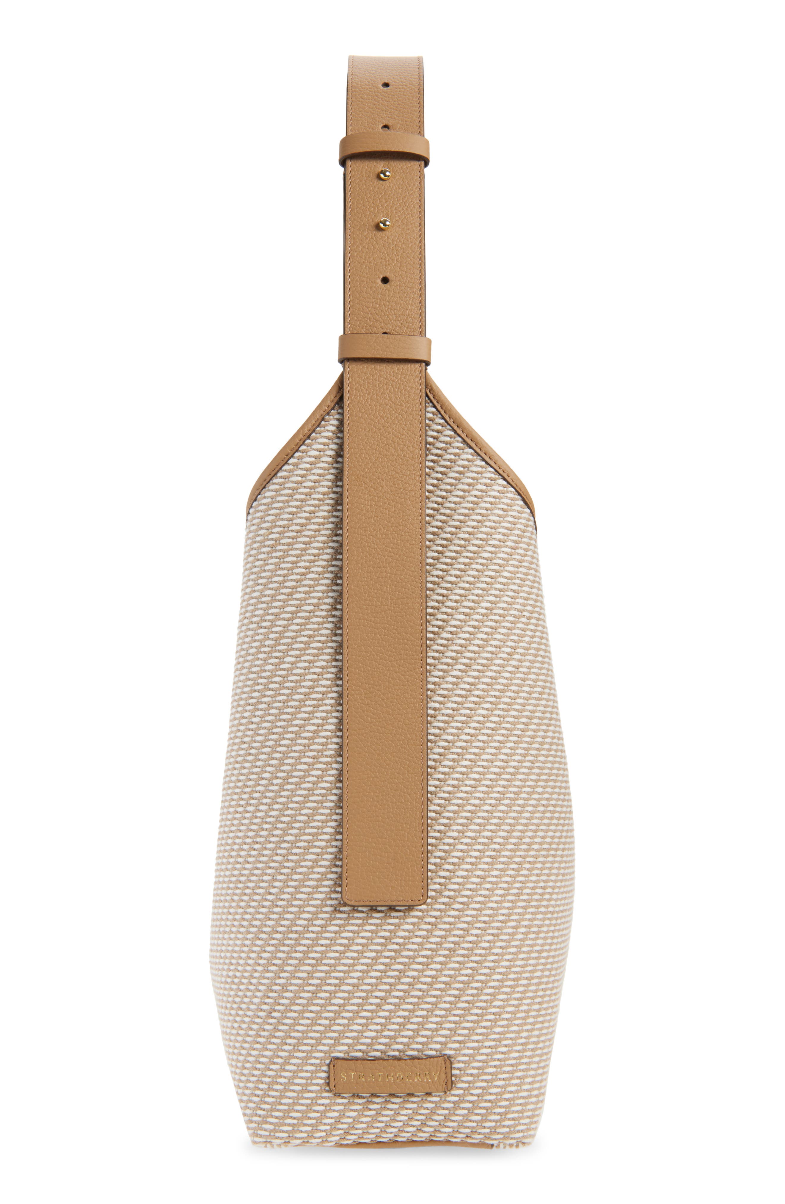 Strathberry Maxi Kite Twill Hobo Bag, Alternate, color, Caramel/ Natural
