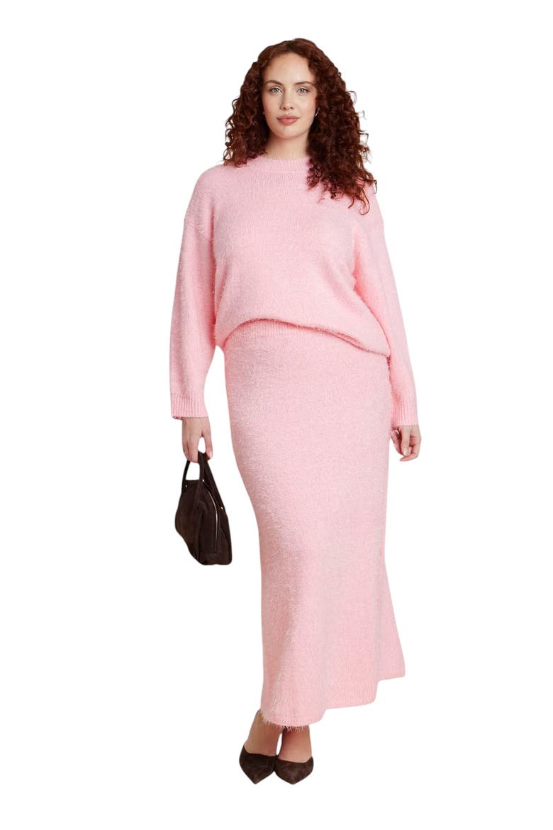 Fuzzy Maxi Sweater Skirt, Alternate, color, ROMANCE ROSE